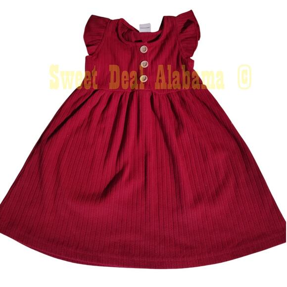 IFFEI 2Y Cotton Dress w/ Ruffle Sleeves, 2T 34"-37" Tall 28-30 Lbs, 18.9" Length - Picture 1 of 5